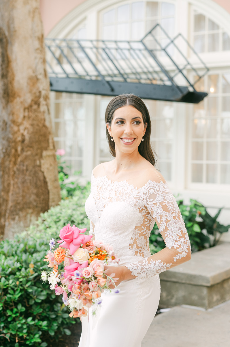 a bride posing at the grand galvez