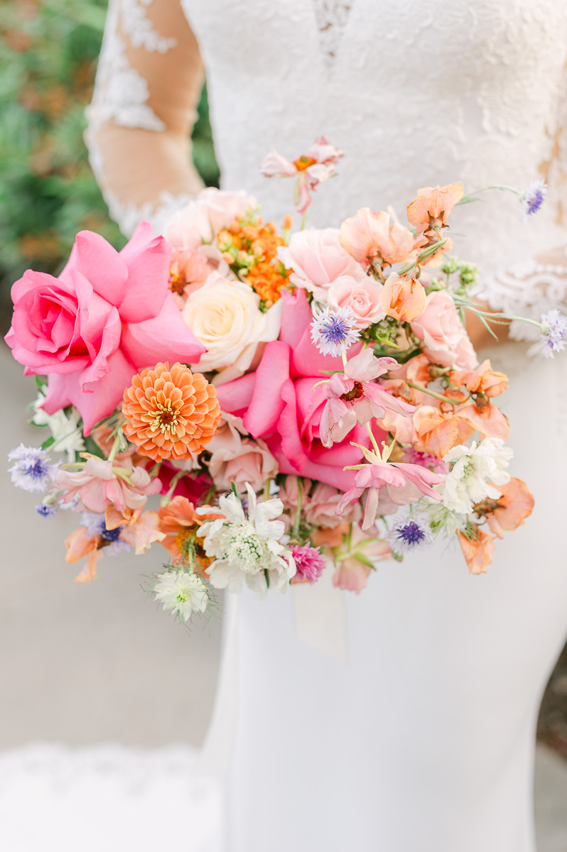 pink and orange bridal bouquet