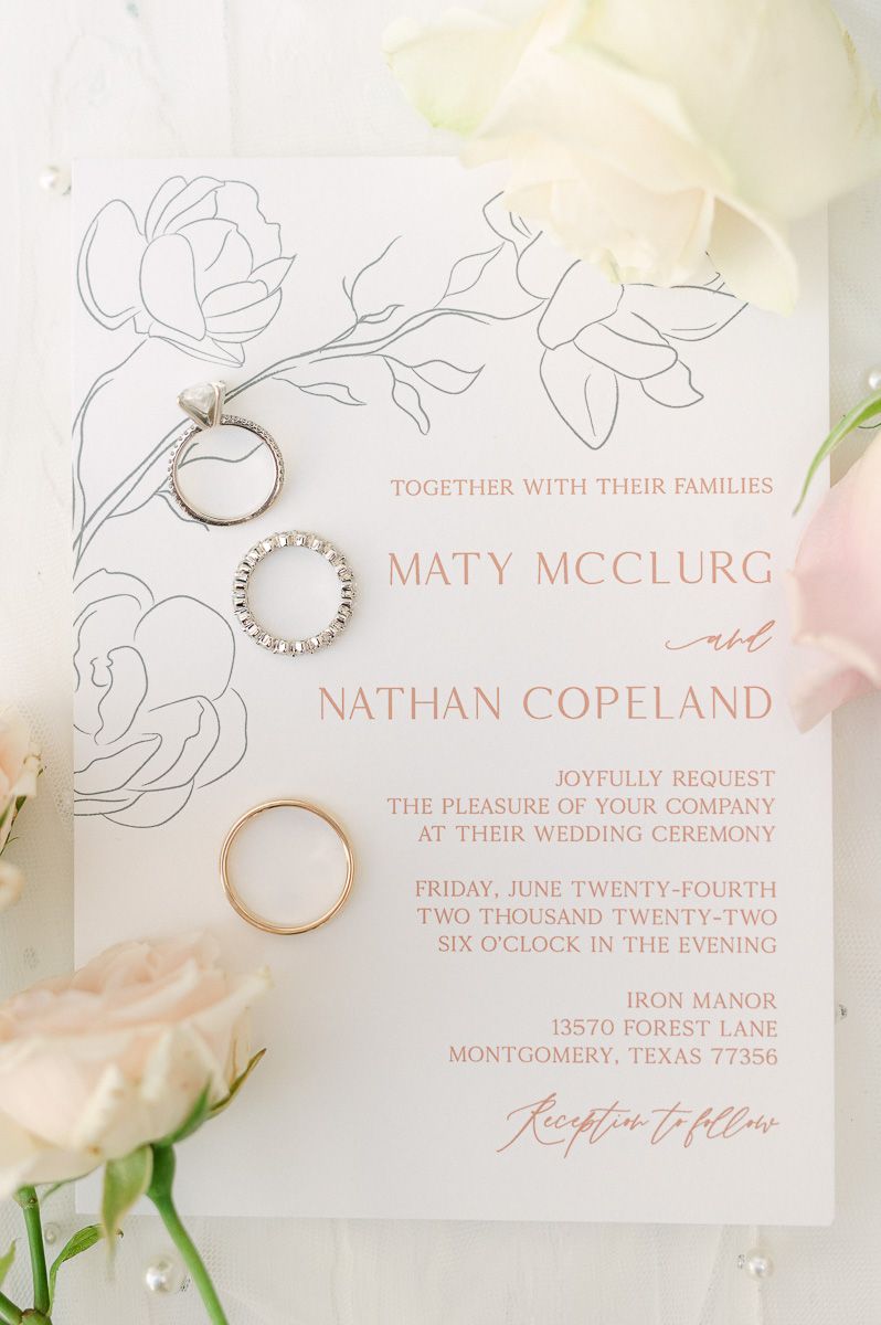wedding rings on wedding invitation