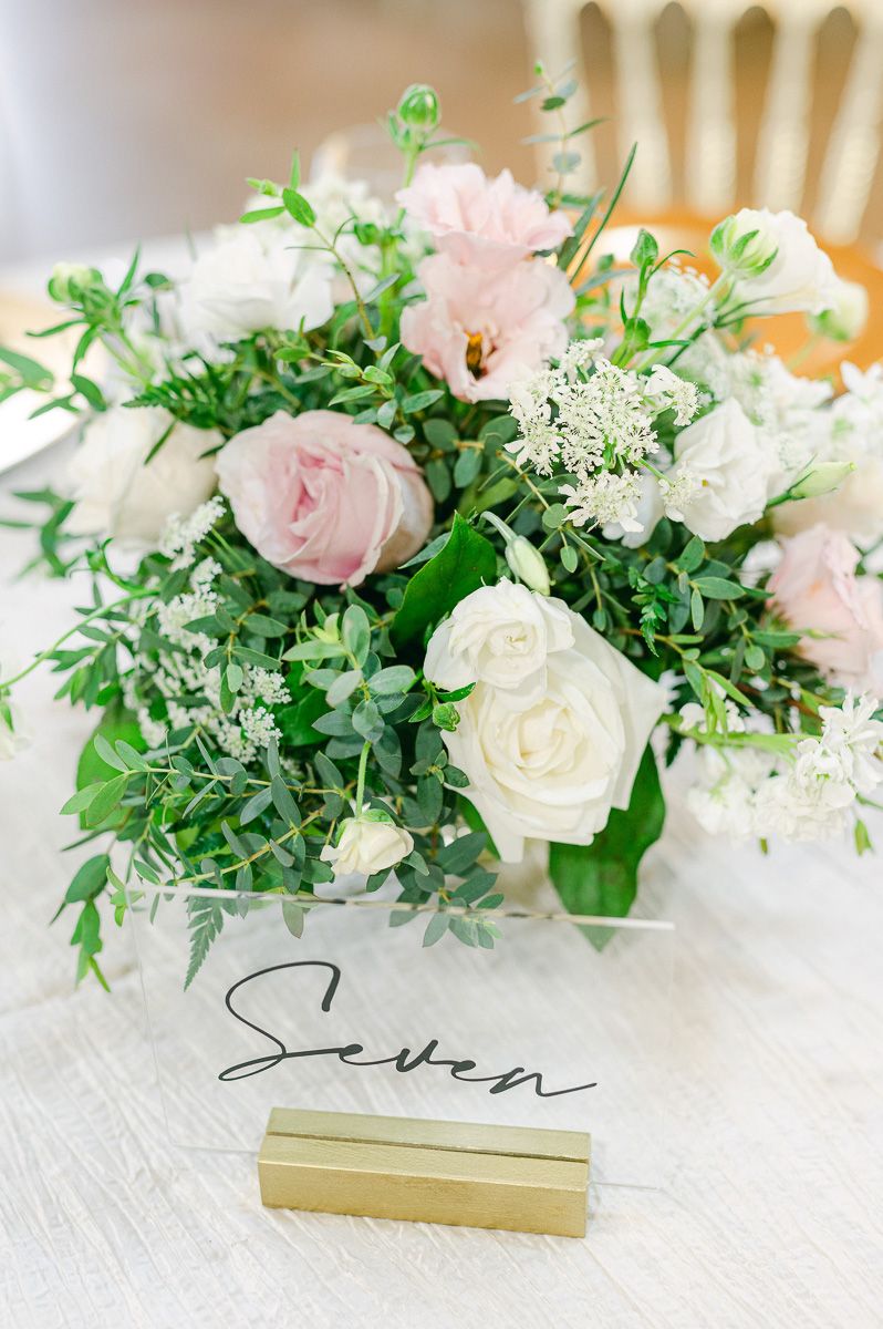 reception table flowers at Montgomery, Tx wedding