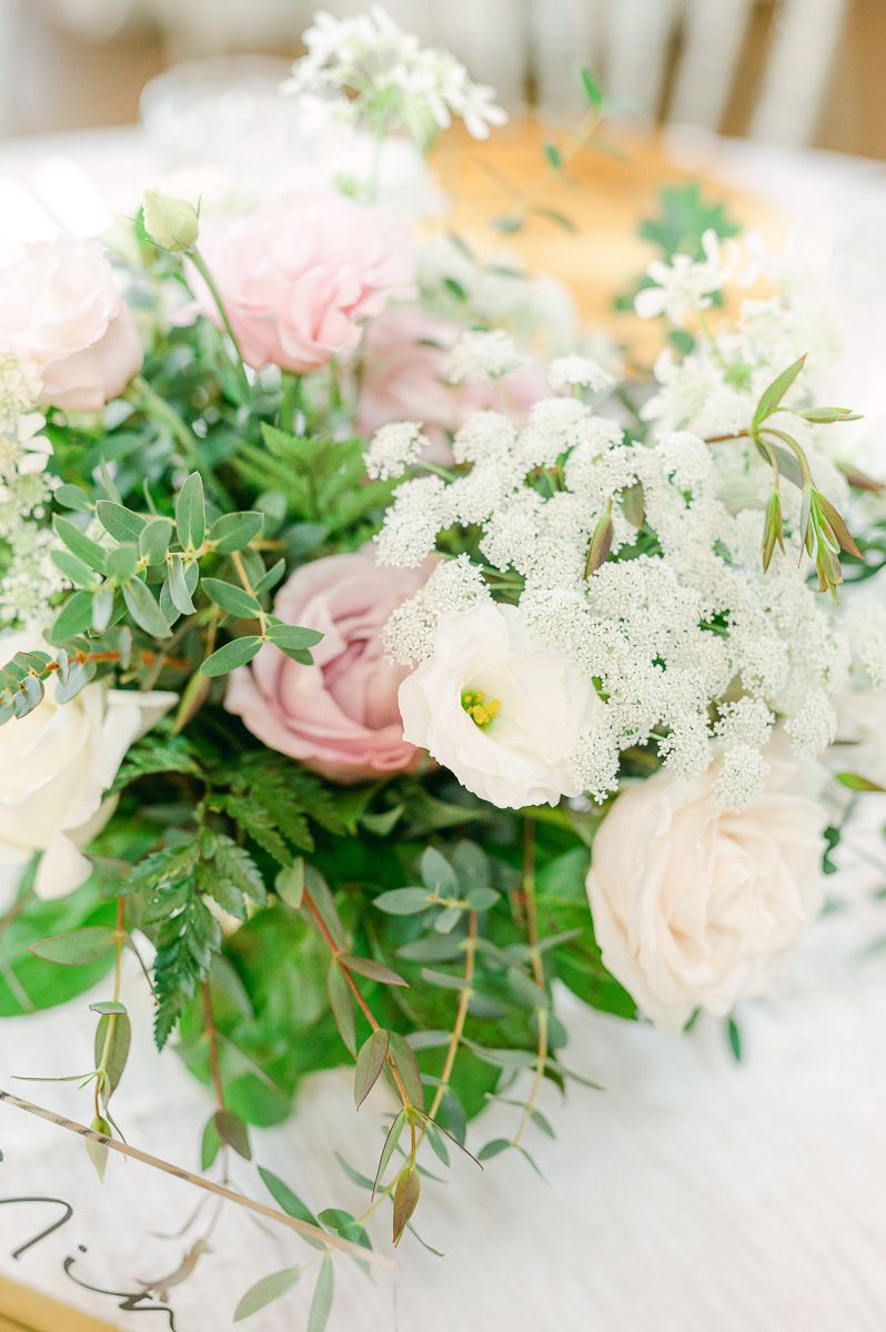 reception table flowers at Montgomery, Tx wedding