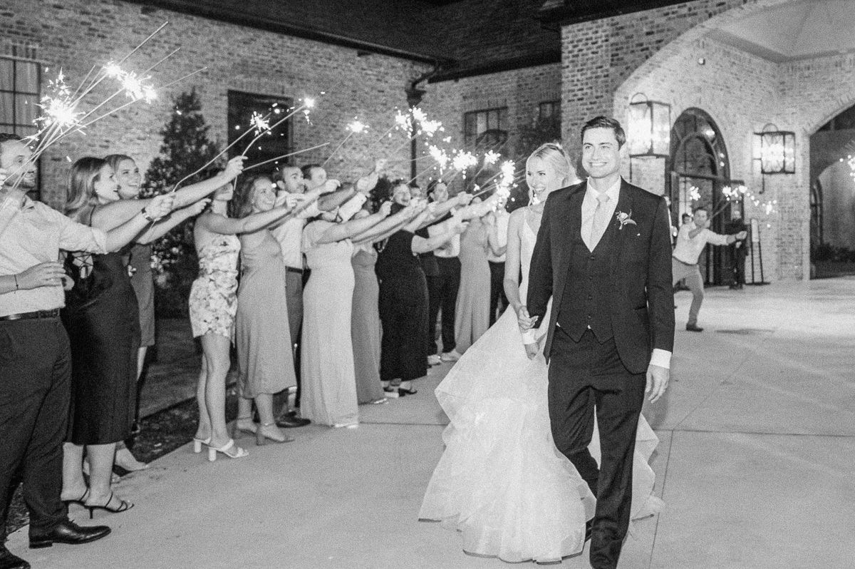 sparkler exit at Montgomery, Tx wedding
