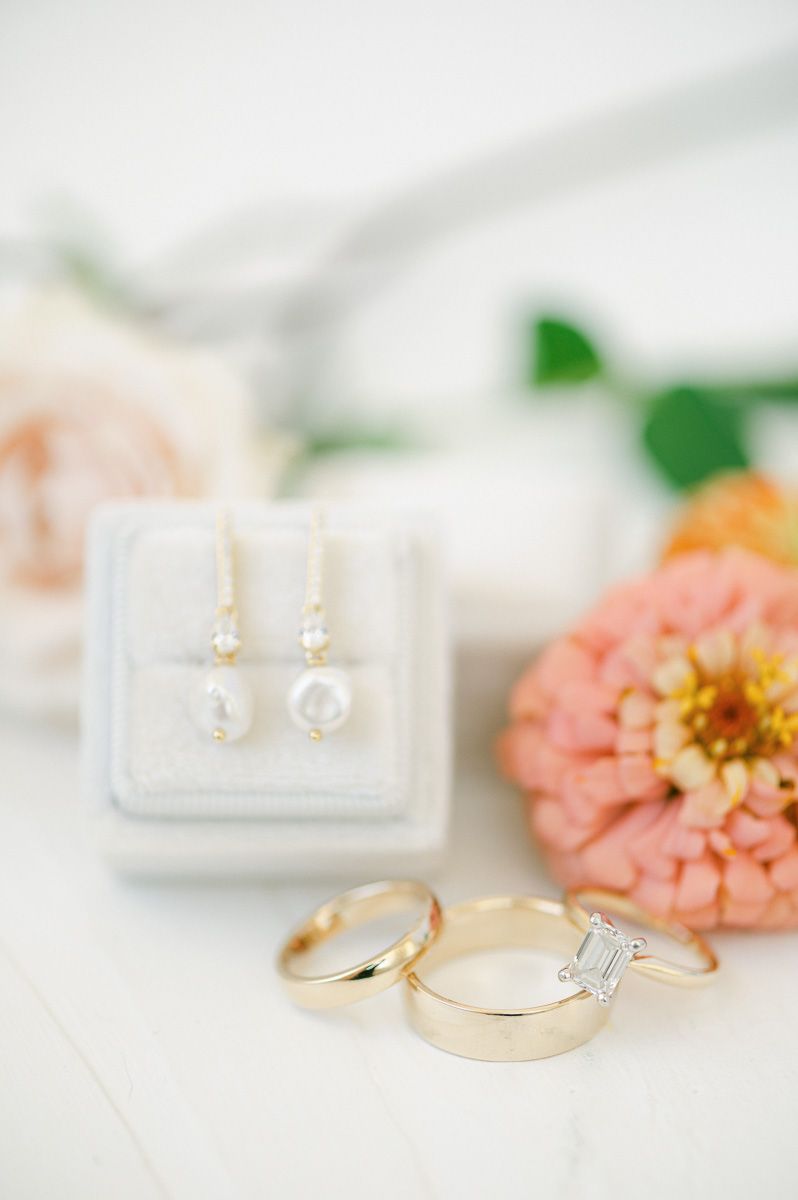 bride's earrings in white box