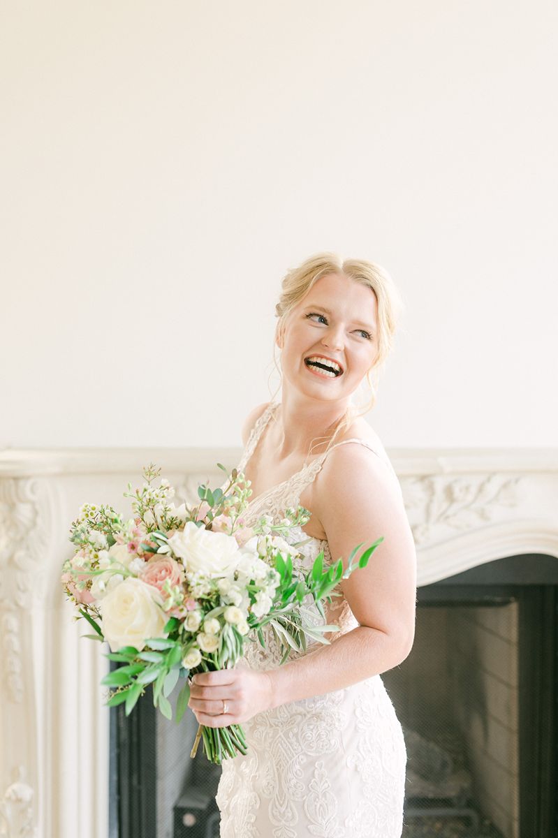 bride laughing during photo session