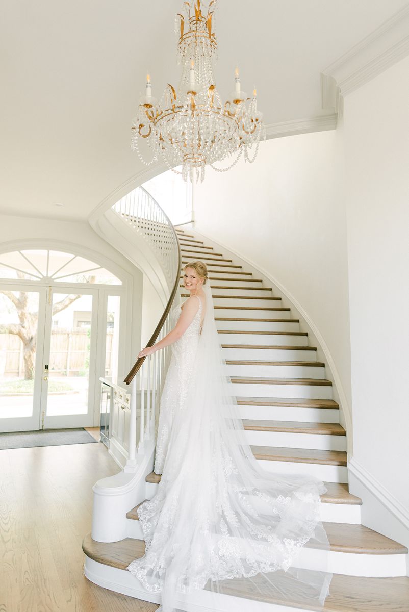 bride on the stairs at The Creative Chateau