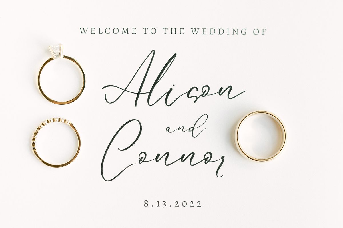 wedding rings on invitation