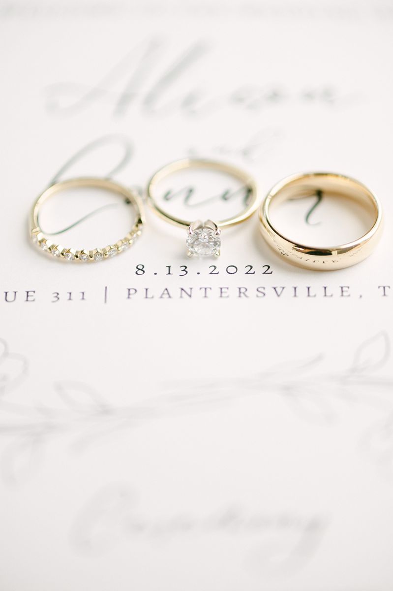 wedding rings on invitation