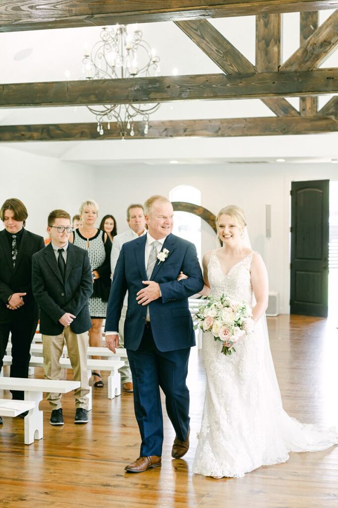 the bride walking up the aisle
