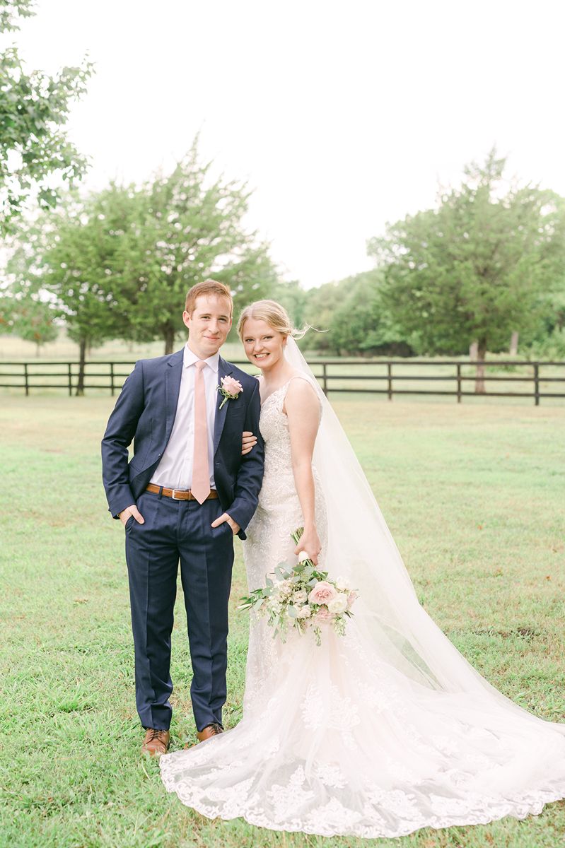 bride and groom at summer wedding at Venue 311 Plantersville Tx
