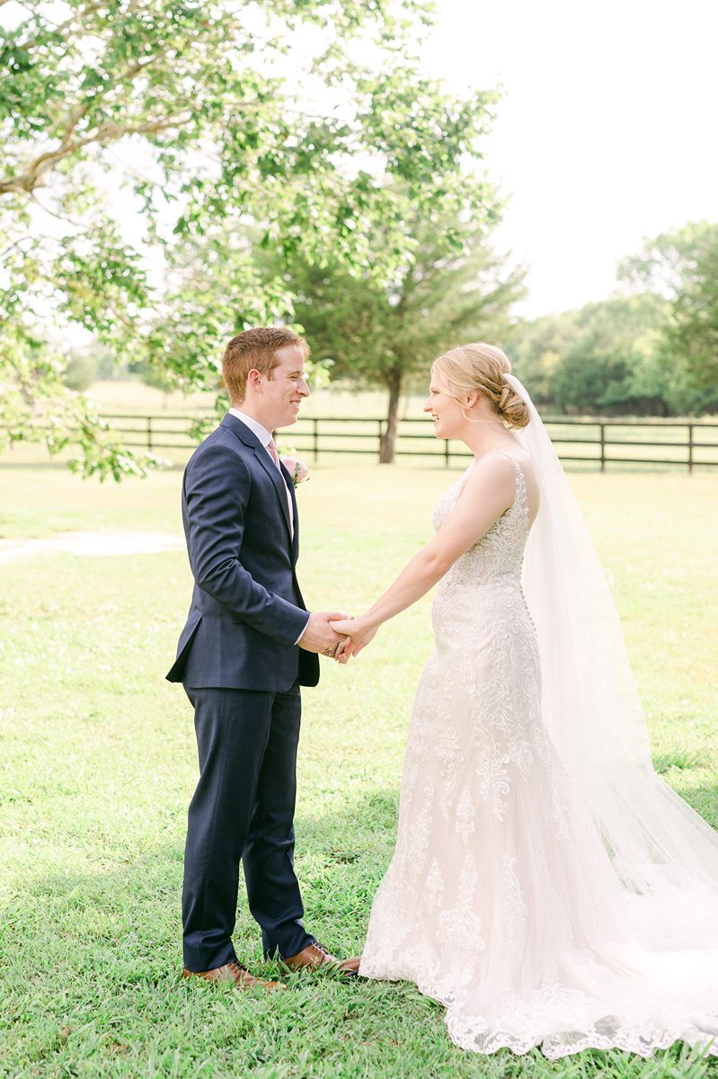 bride and groom at summer wedding at Venue 311 Plantersville Tx