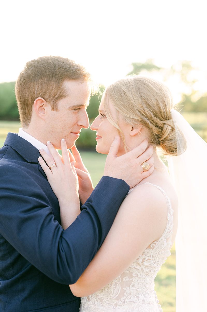 bride and groom during Texas golden hour