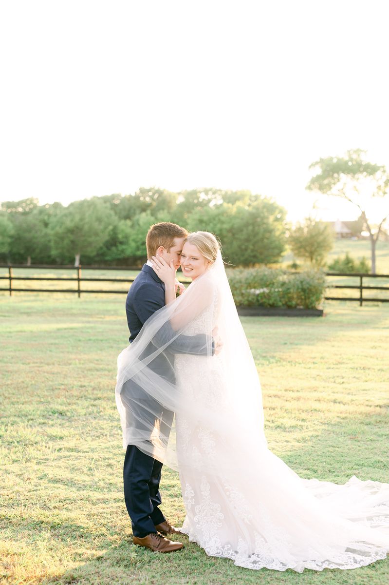 bride and groom during Texas golden hour
