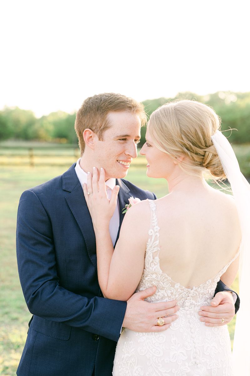 bride and groom during Texas golden hour