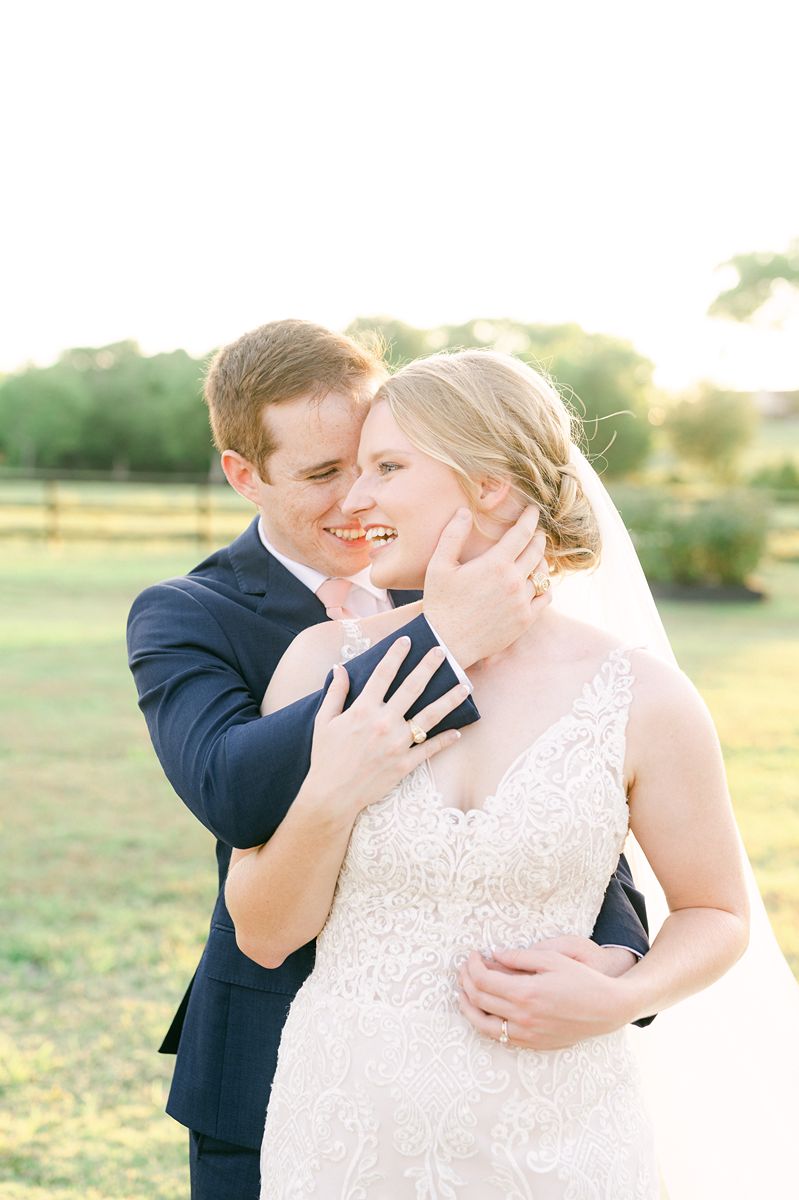 bride and groom during Texas golden hour