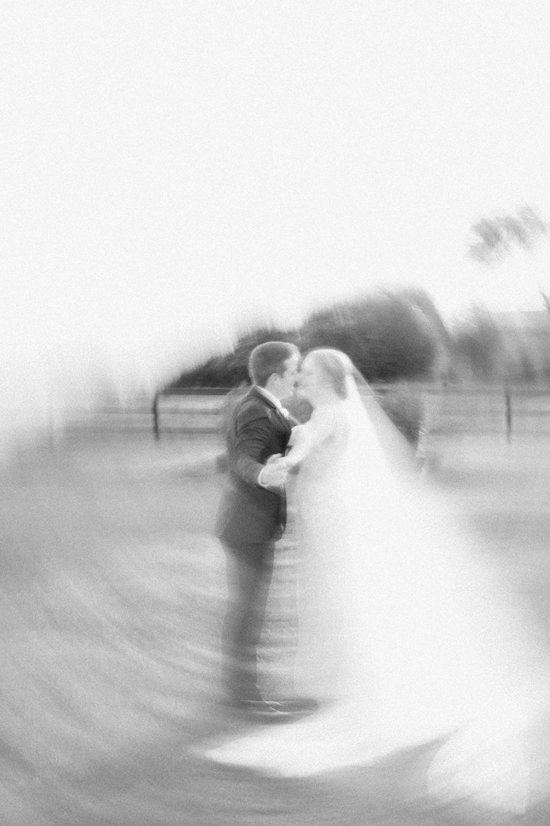black and white artistic blurred wedding photo