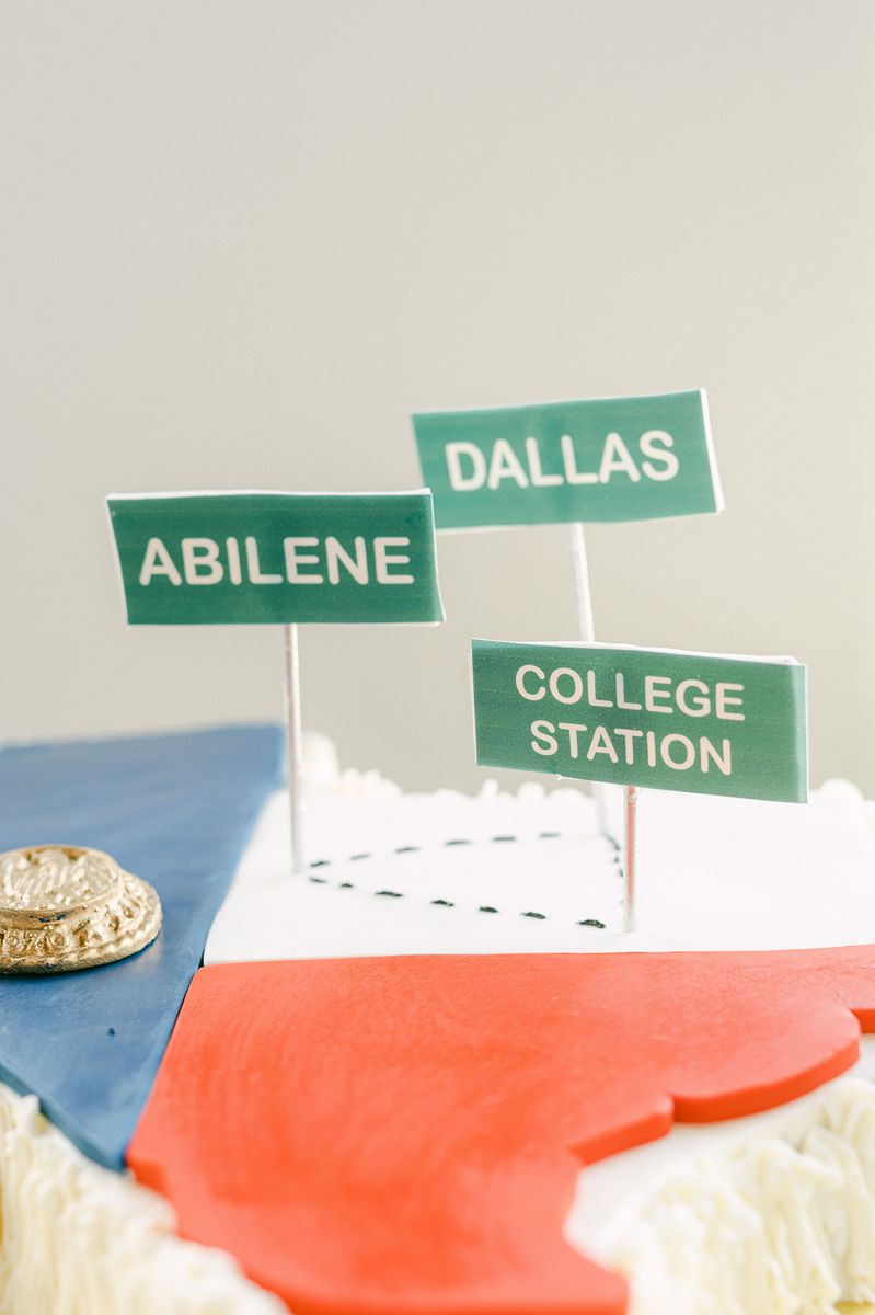texas shaped groom's cake at Venue 311 Plantersville Tx