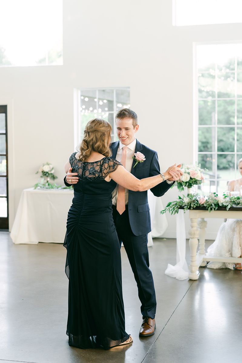 mother son dance at wedding reception in Texas