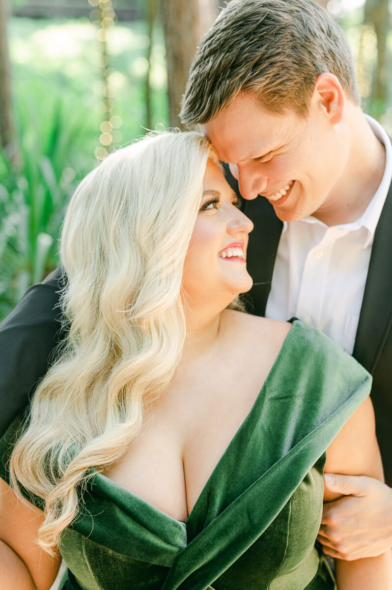 a bride wearing an emerald dress at big sky barn