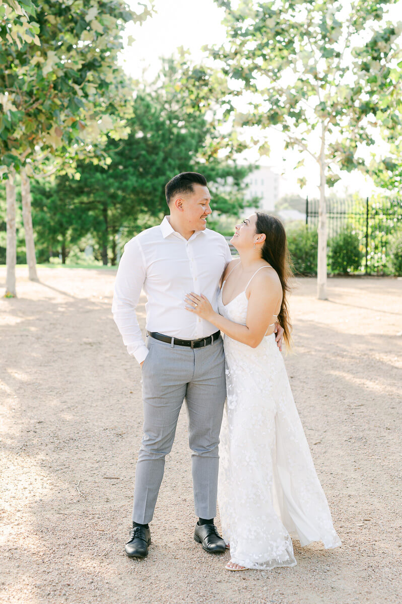 a couple in downtown houston for their engagement session 