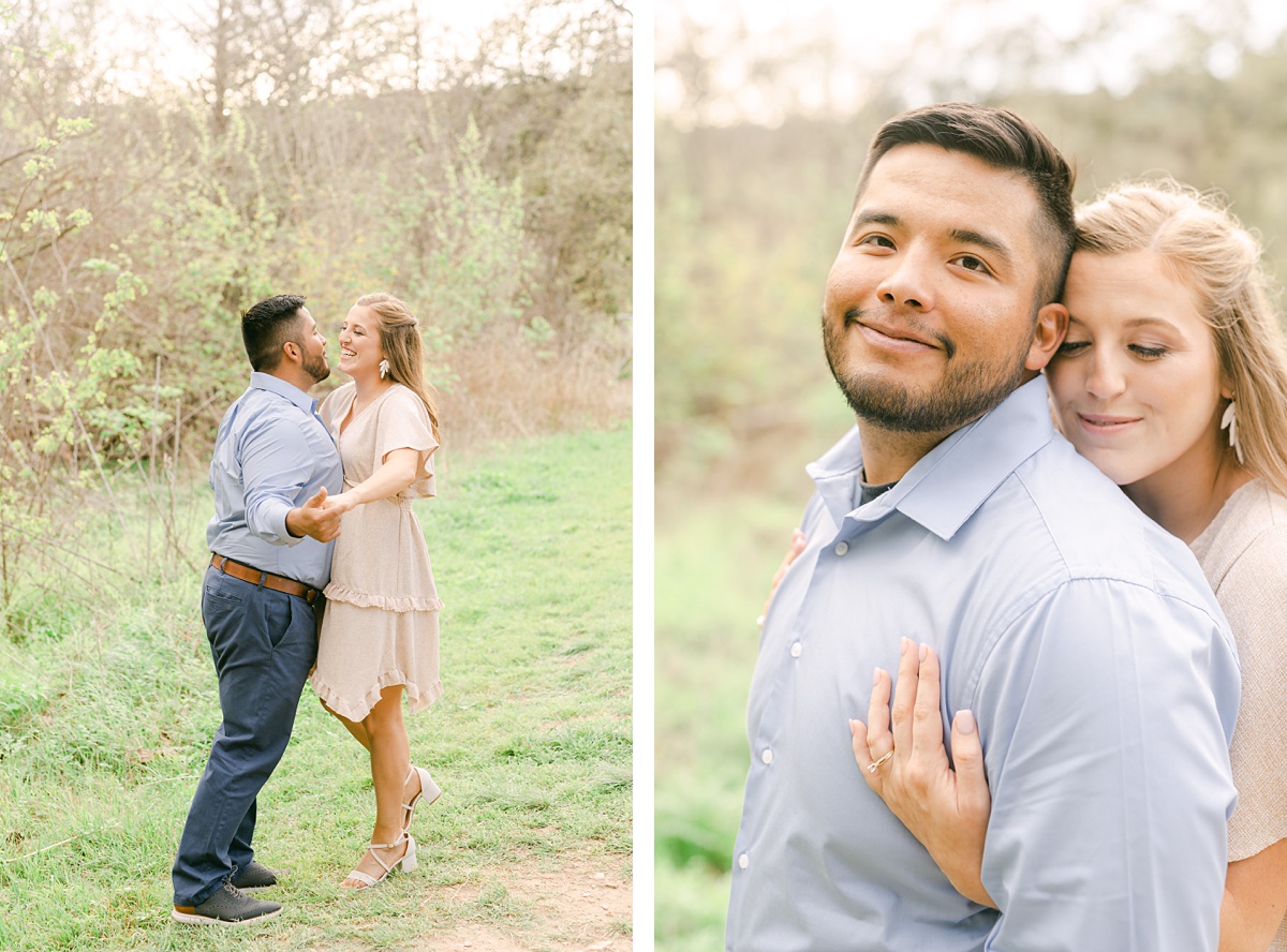 a couple at their engagement session by Houston wedding photographer Eric & Jenn Photography