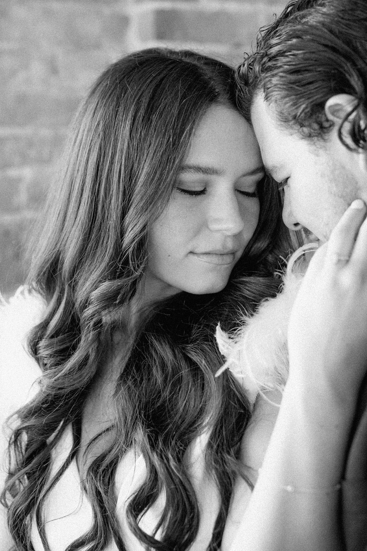 a black and white photo of a couple from their engagement session