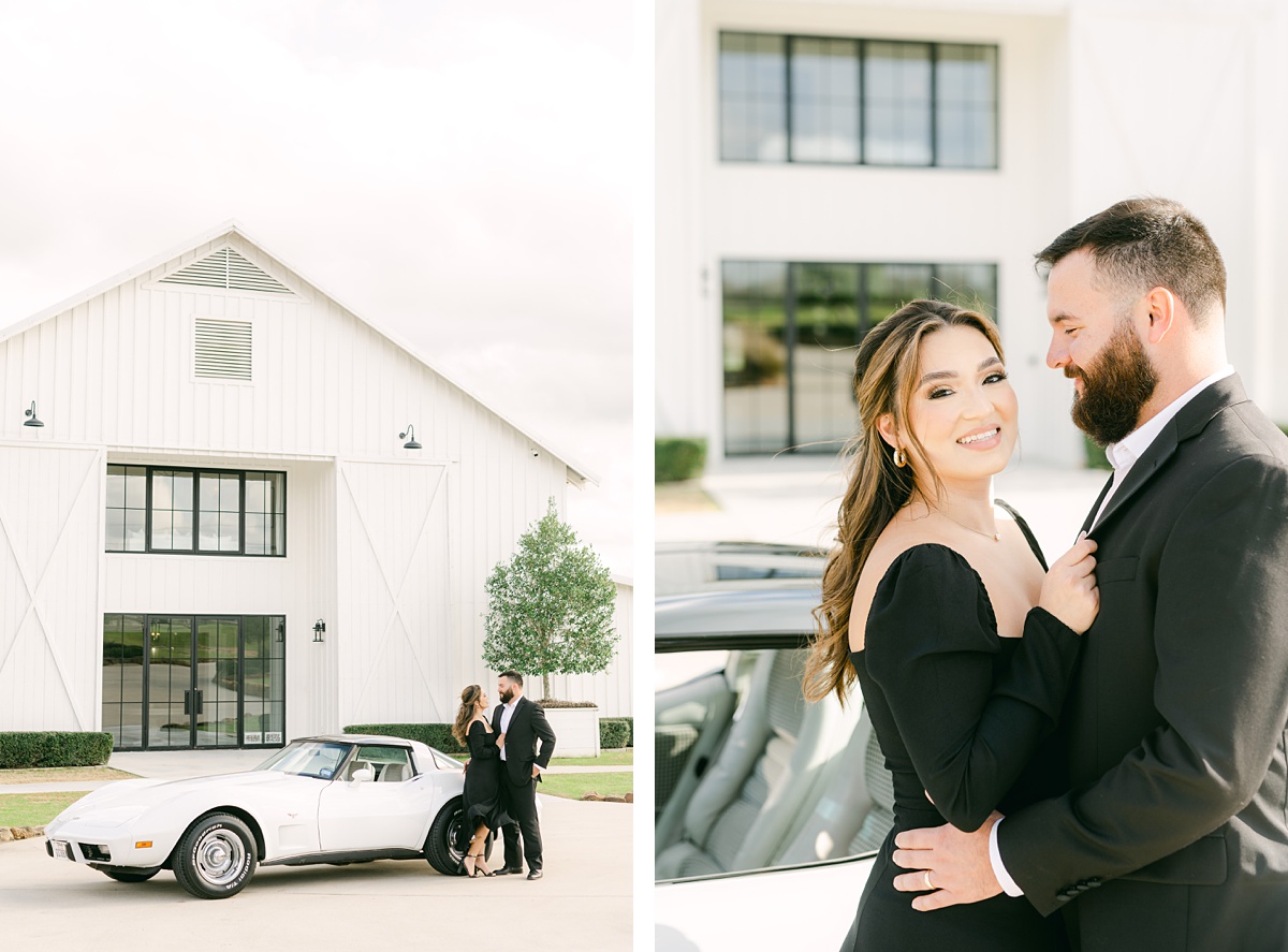 Couple in front of The Farmhouse by Houston wedding photographer Eric & Jenn Photography