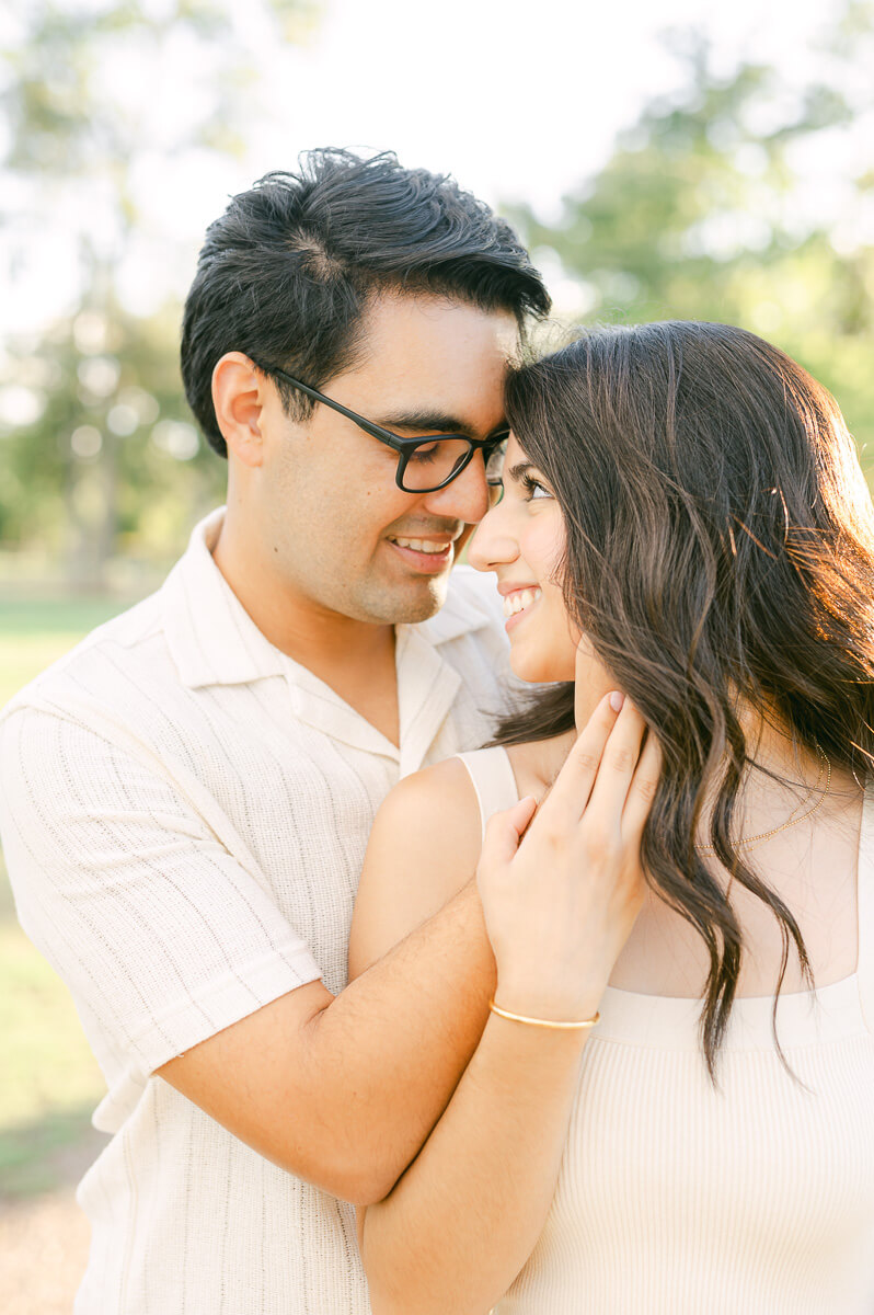 a couple at their engagement session by Houston wedding photographer Eric & Jenn Photography