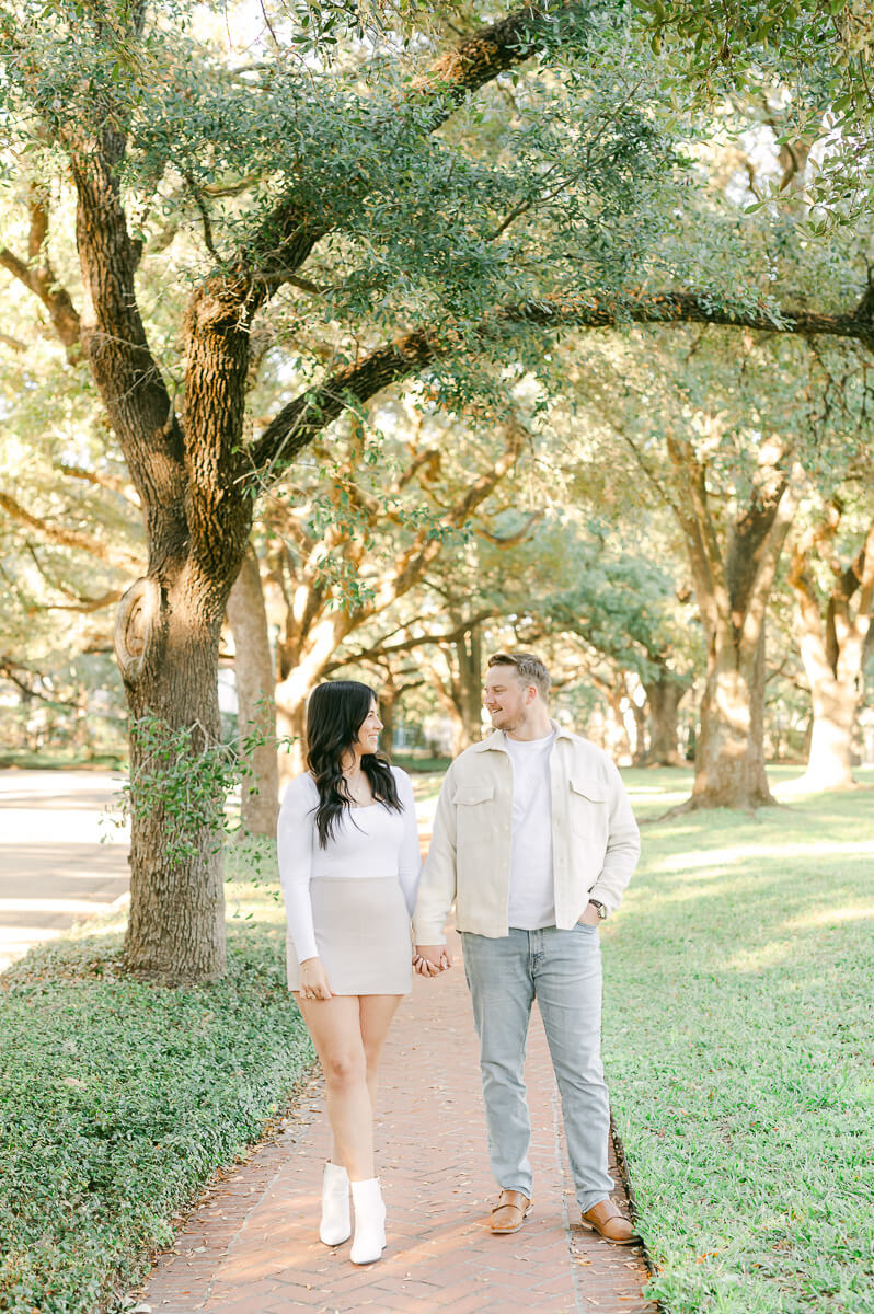 a couple at their downtown houston engagement session