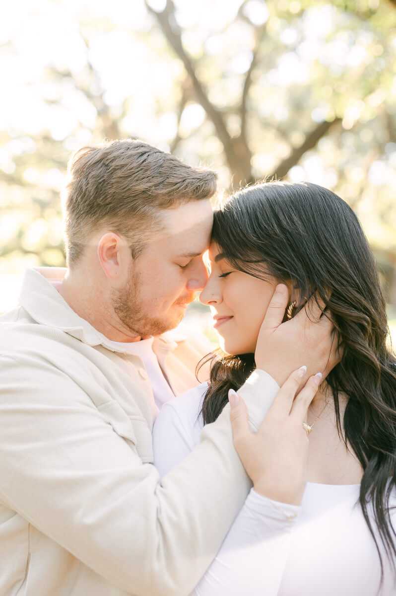 a couple during golden hour in houston Texas