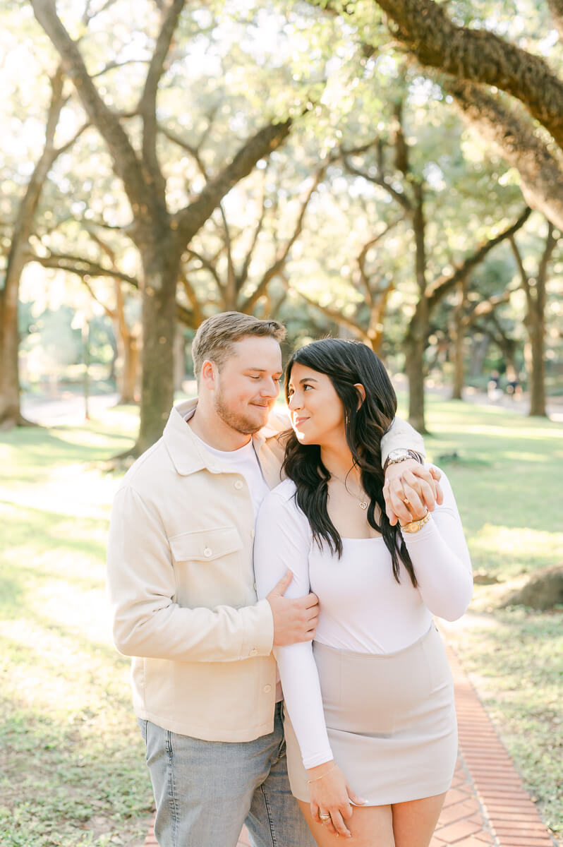 a couple at their houston engagement session