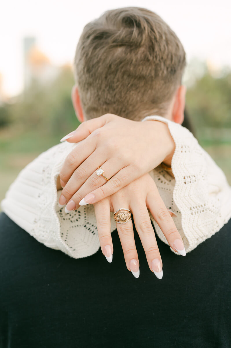 an engaged couple during their downtown houston engagement session