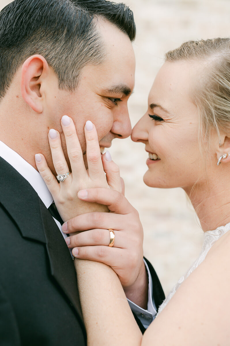 a couple at their wedding at beckendorff farms katy texas