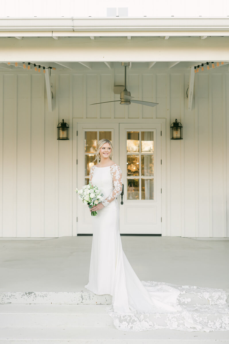 bride at the farmhouse in montgomery texas