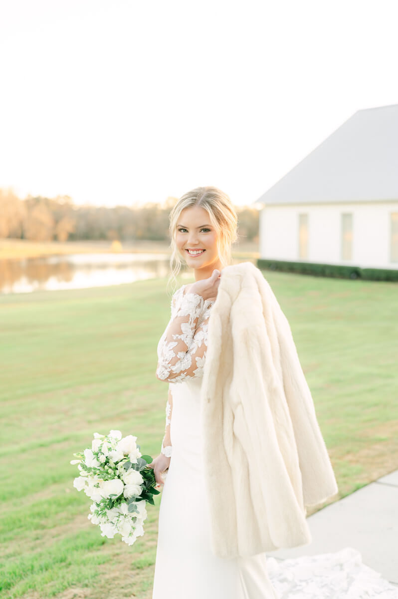 a bride at the farmhouse in montgomery