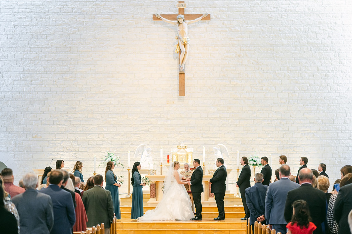 church wedding ceremony with guests standing