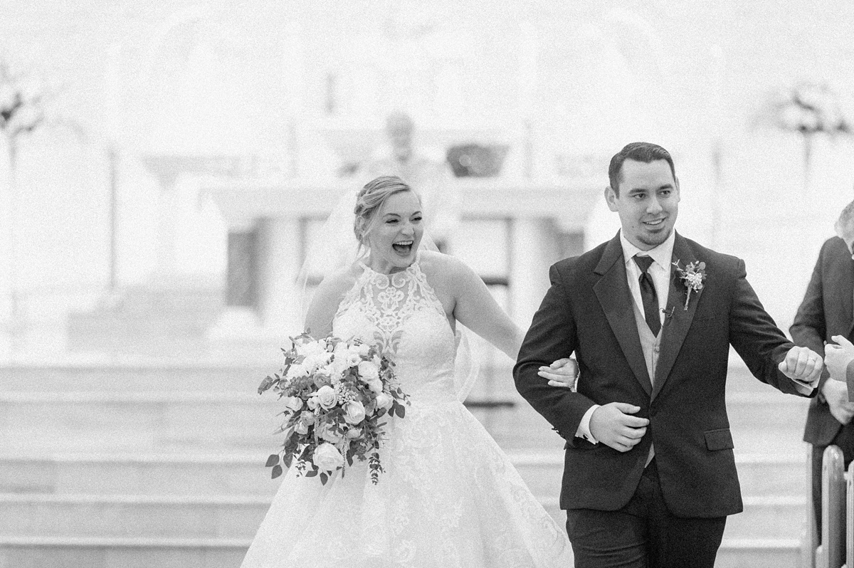 wedding recessional in black and white