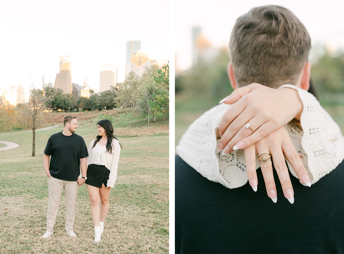 an engaged couple during their downtown houston engagement session