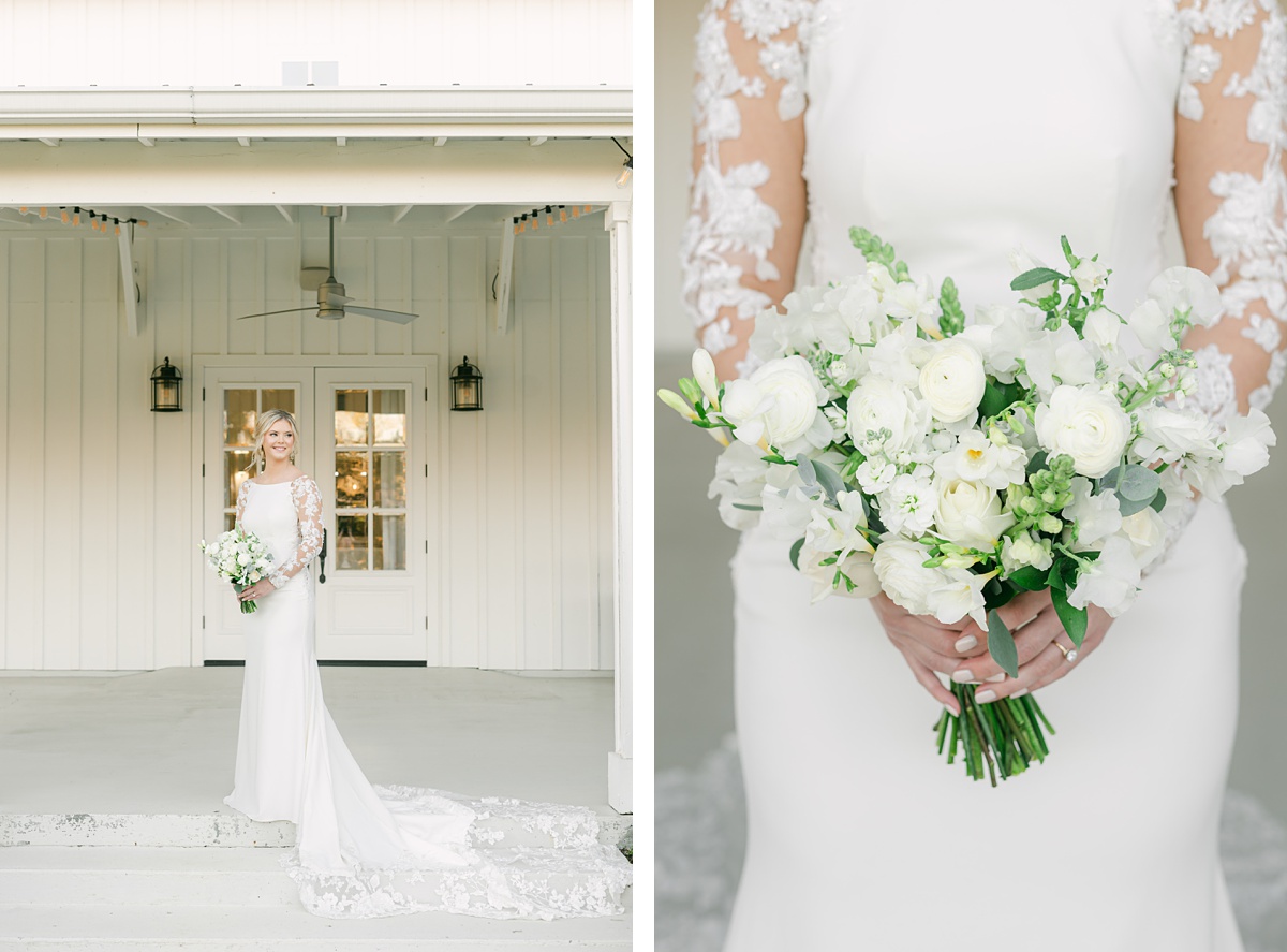 bride at the farmhouse in montgomery texas