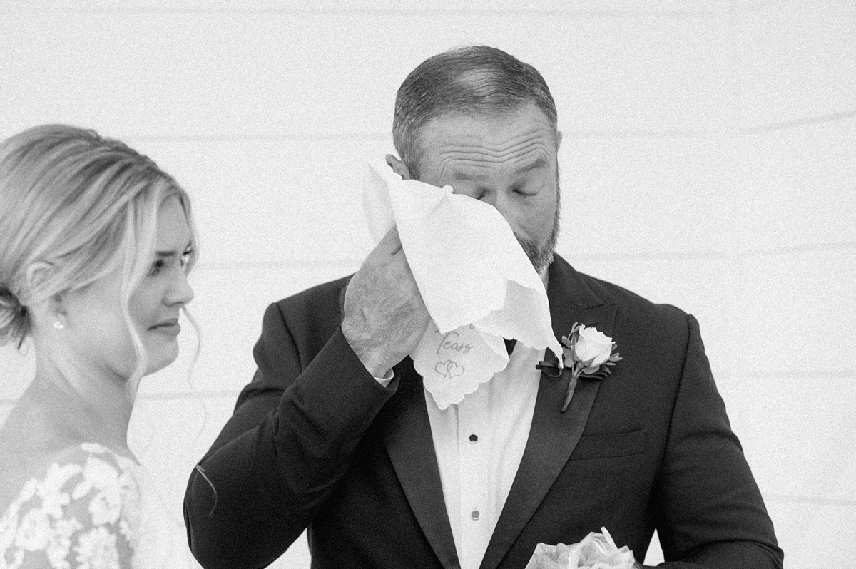 father of the bride crying during their first look