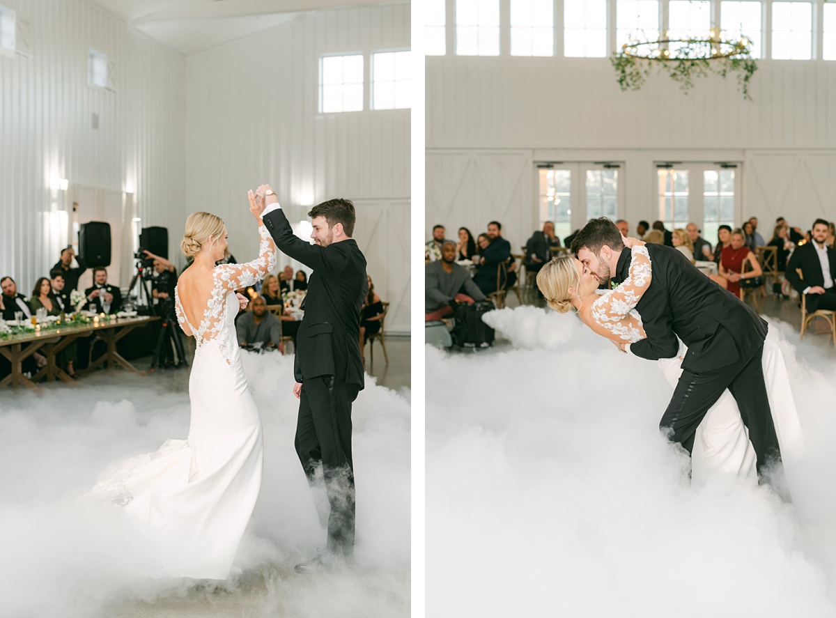 dancing on a cloud at the farmhouse wedding venue