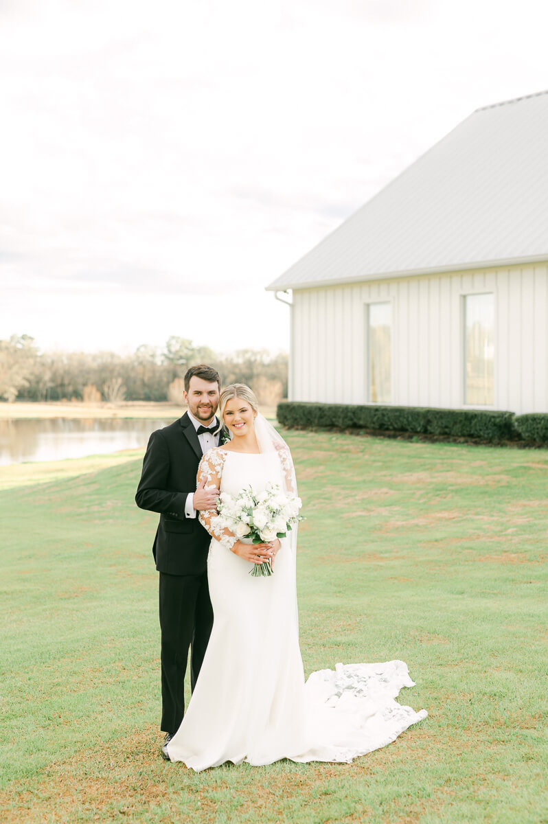 classic couple at their wedding at the farmhouse houston texas