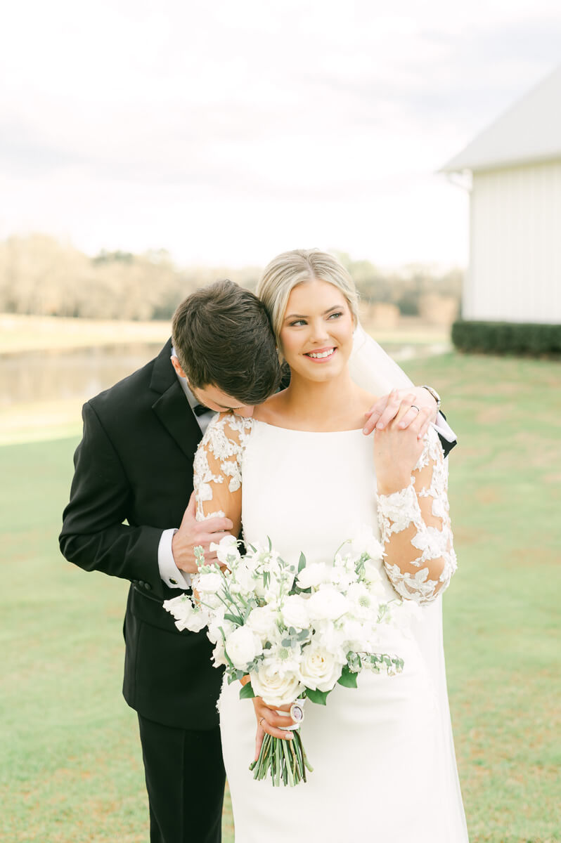 couple at the farmhouse wedding venue