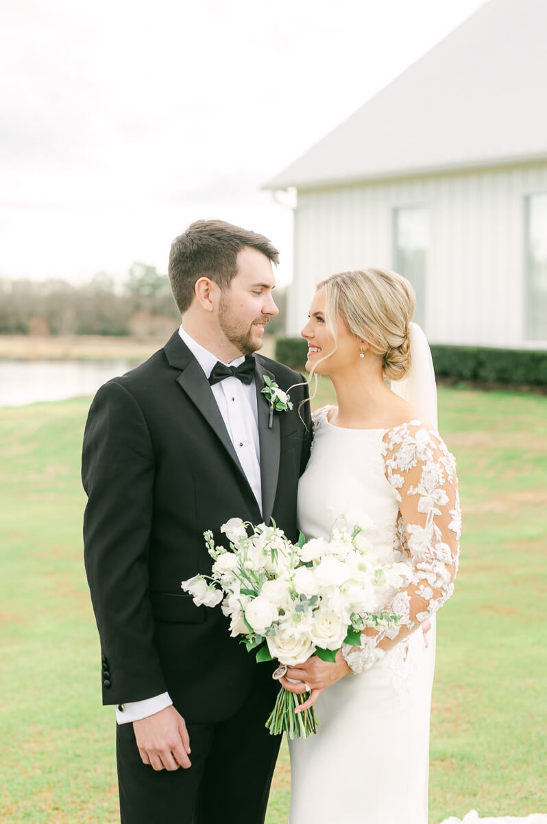 classic couple at their wedding at the farmhouse houston texas