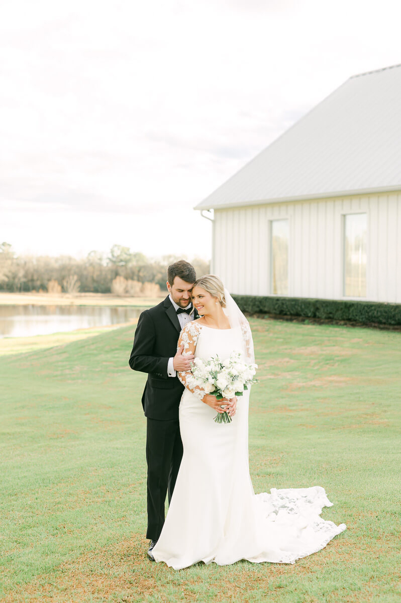 classic couple at their wedding at the farmhouse houston texas