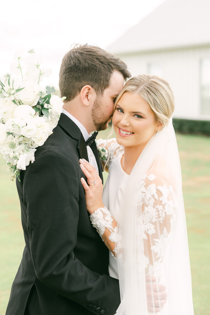 classic couple at their wedding at the farmhouse houston texas