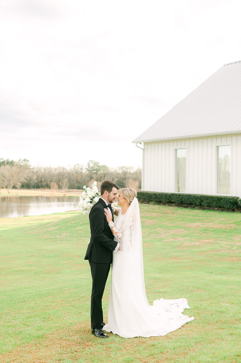 classic couple at their wedding at the farmhouse houston texas