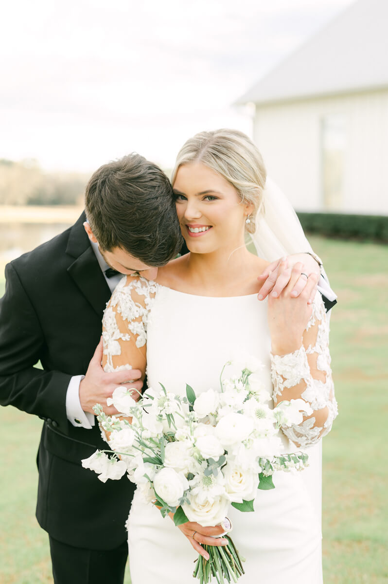 classic couple at their wedding at the farmhouse houston texas