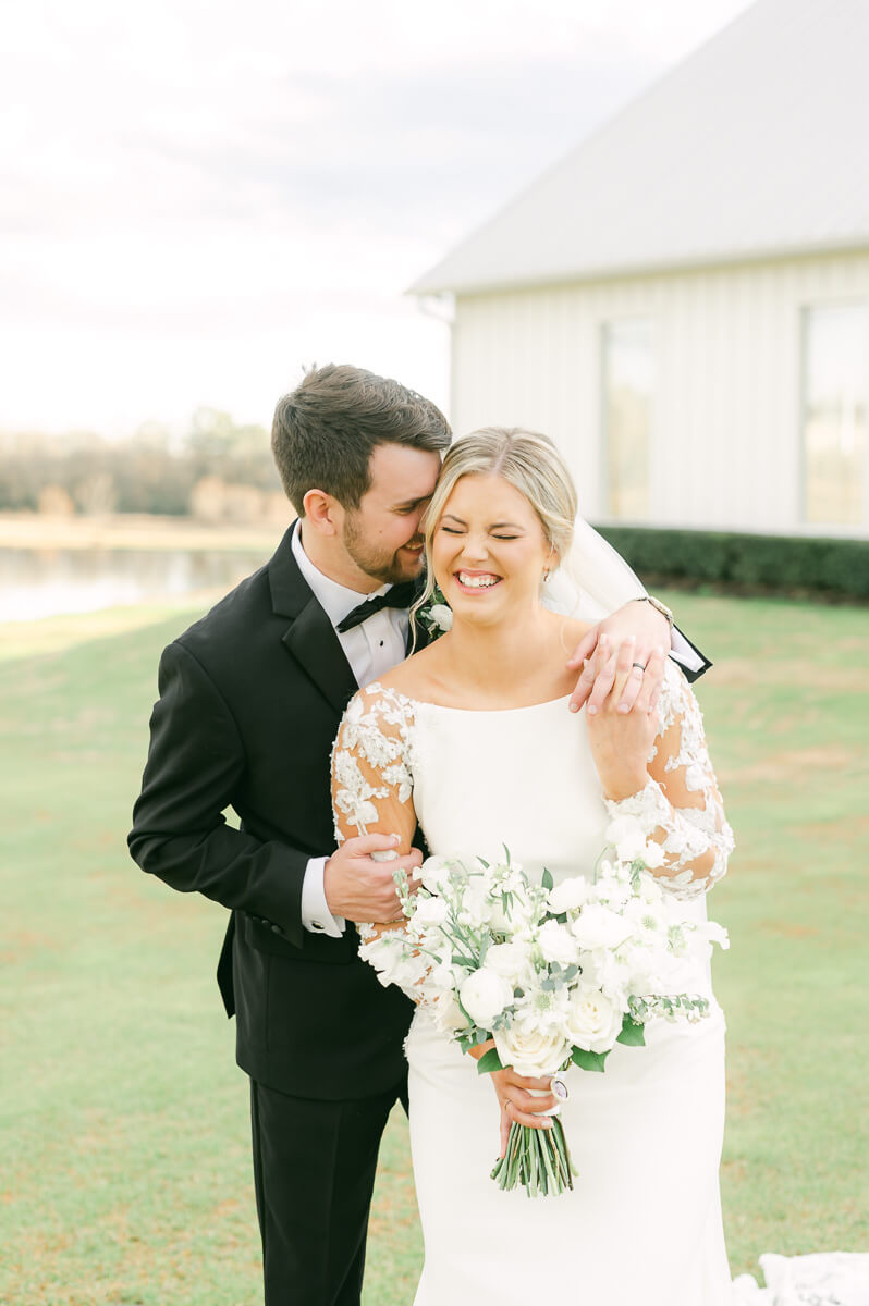 classic couple at their wedding at the farmhouse houston texas