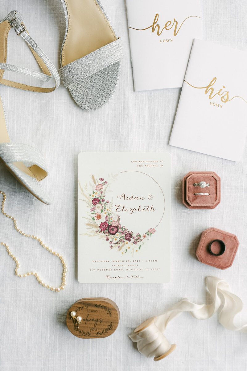 wedding invitation and bridal details
