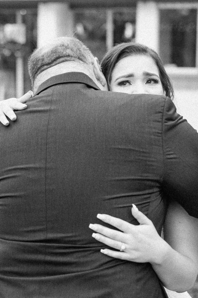 emotional first look with dad at Shirley Acres in Houston